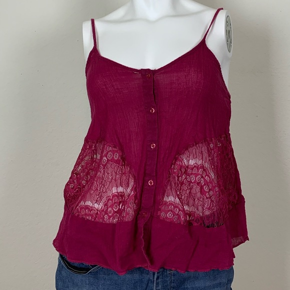 Jrs Maroon lace tank top size L - Picture 1 of 5